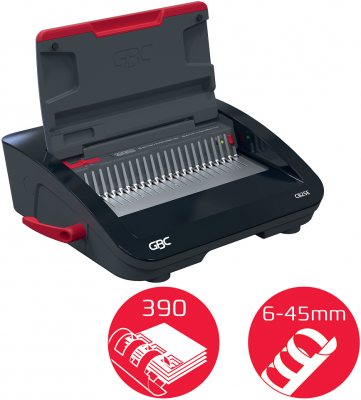 Masina de indosariat GBC CombBind CB25E, electrica, cu spire de plastic, A4, 25/390 coli, negru-argintiu